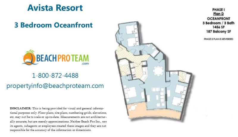 Avista Resort Floor Plan D - 3 Bedroom Oceanfront